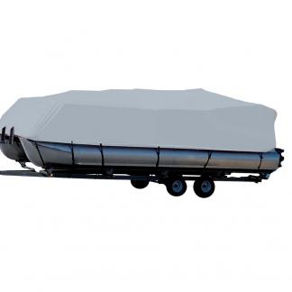 Carver Sun-DURA® Styled-to-Fit Boat Cover f/26.5' Pontoons w/Bimini Top & Partial Rails - Grey