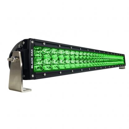 Black Oak 30" Curved Double Row Green LED Hog Hunting Light Bar - Combo Optics - Black Housing - Pro Series 3.0