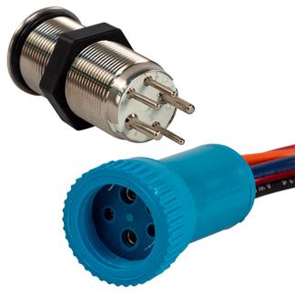 Bluewater 19mm Push Button Switch - OFF/ON/ON Nav/Anc Contact - Blue/Green/Red LED - 1' Lead