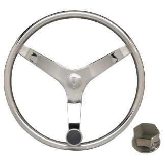 Uflex - V46 - 13.5" Stainless Steel Steering Wheel w/Speed Knob & Chrome Nut