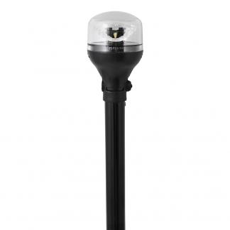 Attwood LightArmor All-Around Light - 12" Black Pole - Black Horizontal Composite Base w/Adapter