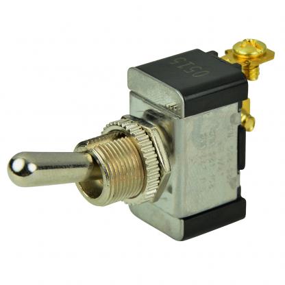 BEP SPST Chrome Plated Toggle Switch -OFF/(ON)