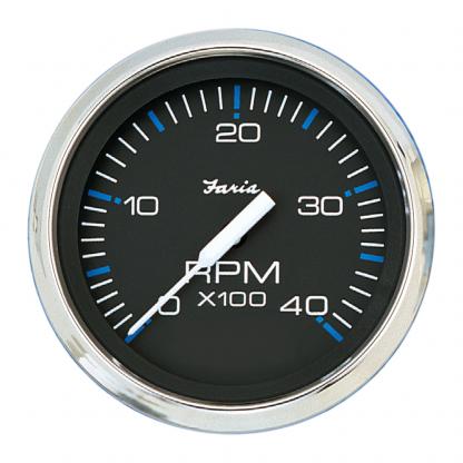Faria Chesapeake Black 4" Tachometer - 4000 RPM (Diesel)
