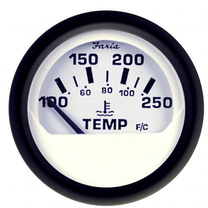 Faria Euro White 2" Water Temperature Gauge (100-250°F)