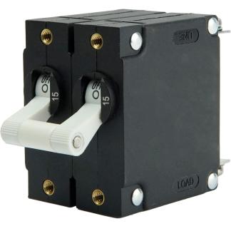 Egis A Series White Toggle Panel Mount Circuit Breaker - Dual Pole 15A