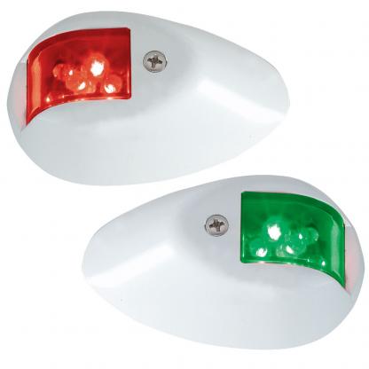 Perko LED Side Lights - Red/Green - 24V - White Epoxy Coated Housing