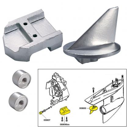 Tecnoseal Anode Kit w/Hardware - Mercury Alpha 1 Gen 1 - Zinc