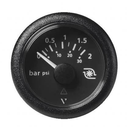 Veratron 52MM (2-1/16") ViewLine Boost Pressure Gauge 2 Bar/30 PSI - Black Dial & Round Bezel