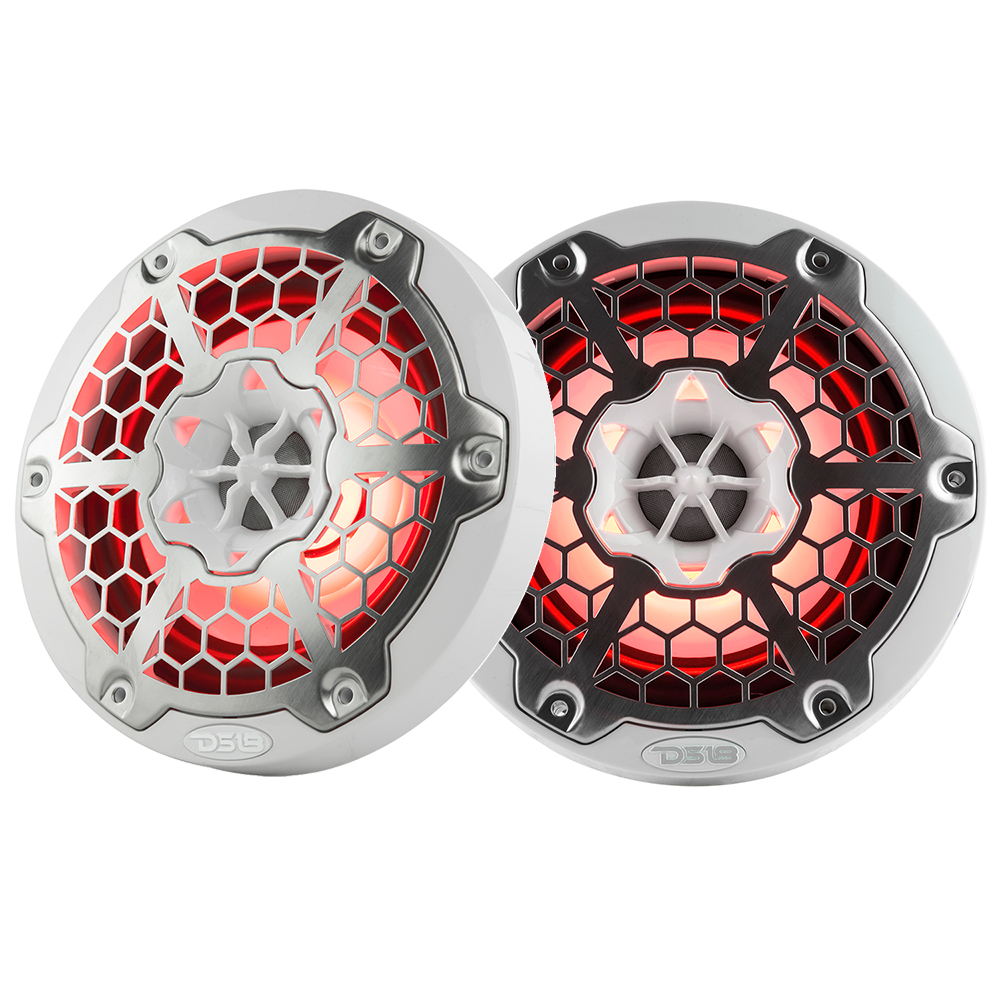 DS18 New Edition HYDRO 6.5" 2-Way Marine Speakers w/RGB LED Lighting 300W - White DS18 New Edition HYDRO 6.5" 2-Way Marine Speakers w/RGB LED Lighting 300W - White