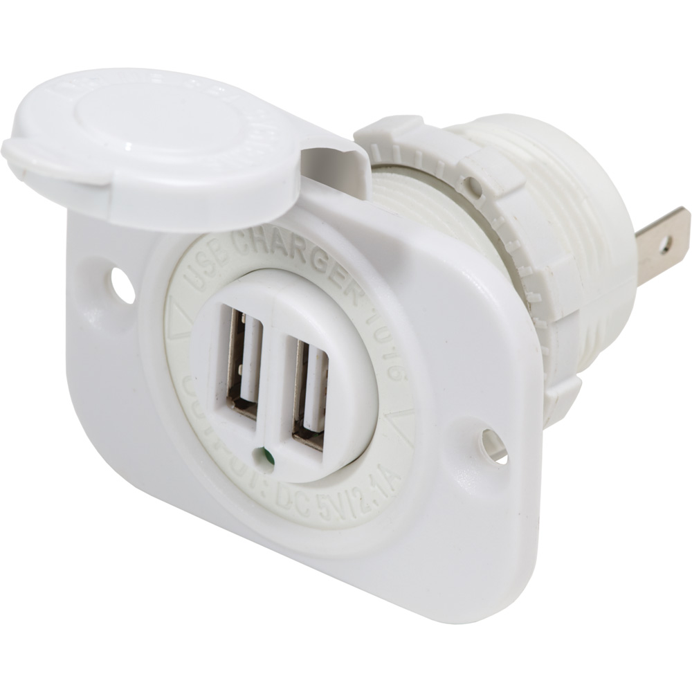 Blue Sea 12V DC Dual USB Charger Socket - White Blue Sea 12V DC Dual USB Charger Socket - White