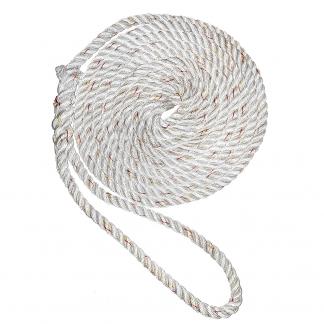 New England Ropes 1/2" Premium 3-Strand Dock Line - White w/Tracer - 15'