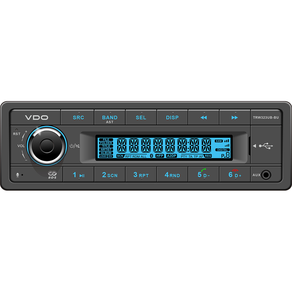 VDO 24V Radio w/FM RDS Tuner/MP3/WMA/USB/Bluetooth - Blue Illumination VDO 24V Radio w/FM RDS Tuner/MP3/WMA/USB/Bluetooth - Blue Illumination