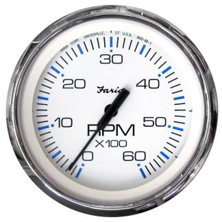 Faria Chesapeake White SS 4" Tachometer - 6000 RPM (Gas) (Inboard & I/O)