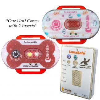 Lunasea Child/Pet Safety Water Activated Strobe Light w/RF Transmitter & Portable Audio/Visual Receiver - Red Case