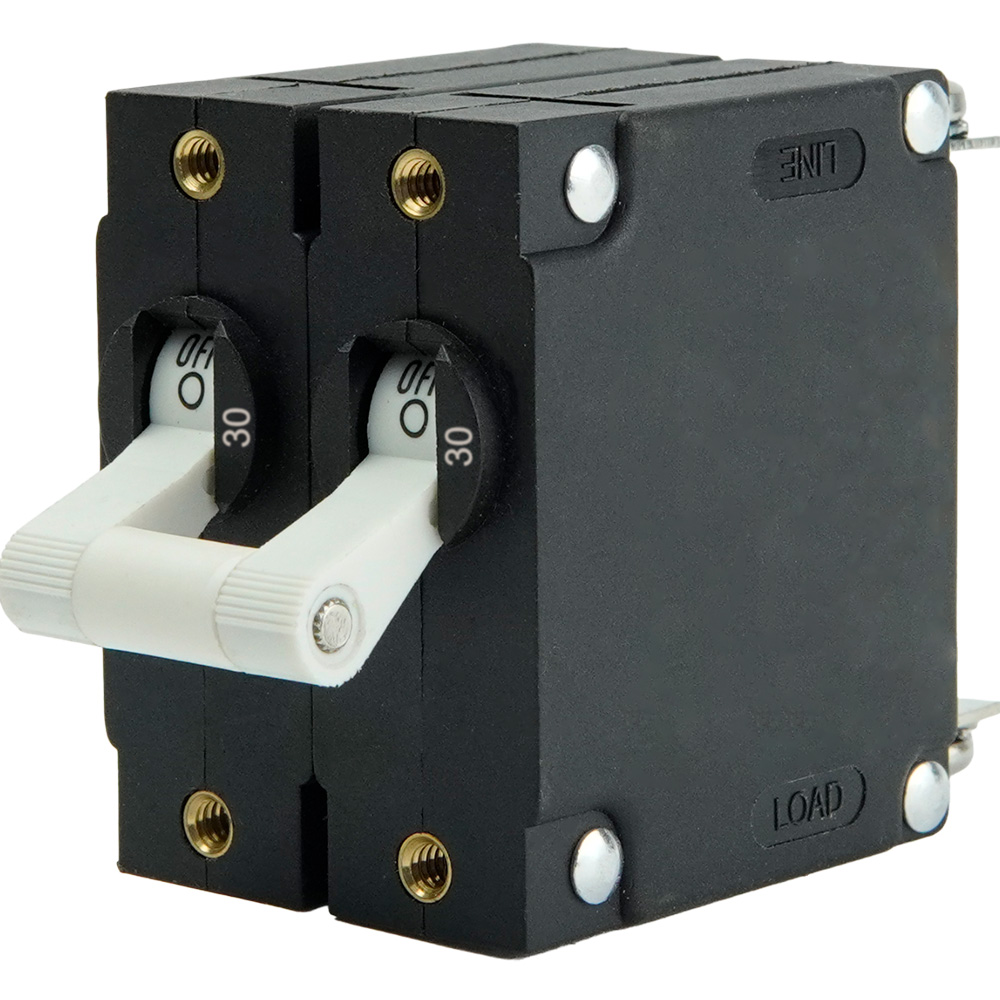 Egis A Series White Toggle Panel Mount Circuit Breaker - Dual Pole 30A Egis A Series White Toggle Panel Mount Circuit Breaker - Dual Pole 30A