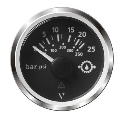 Veratron 52MM (2-1/16") ViewLine Transmission Oil Pressure 25 Bar/350 PSI - Black Dial & Chrome Triangular Bezel