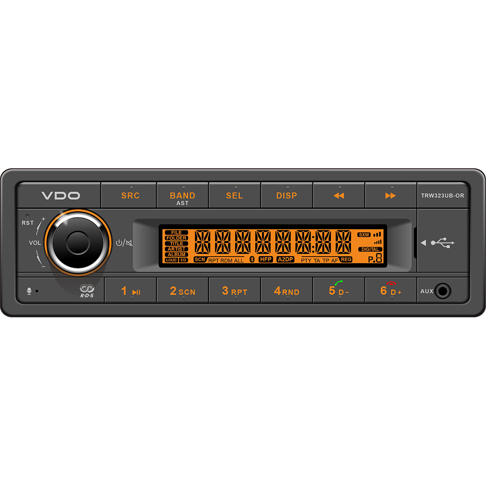 VDO 24V Radio w/FM RDS Tuner MP3/WMA/USB/Bluetooth - Orange Illumination VDO 24V Radio w/FM RDS Tuner MP3/WMA/USB/Bluetooth - Orange Illumination