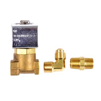 Trident Marine Low-Pressure Brass Solenoid Shut-Off Valve 1/4" Ports & 2 Brass Connection Fittings
