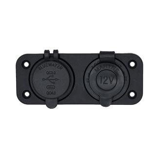 Bluewater Dual USB/USB-C 12V Combo Receptacle w/Plate