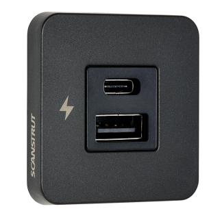 Scanstrut TILE USB-A/USB-C Interior Charging Socket - 12/24V - Black Bezel