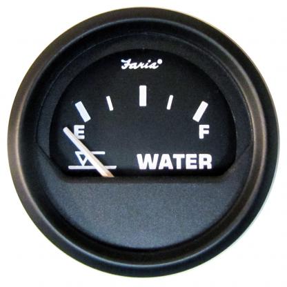 Faria Euro Black 2" Tank Level Gauge - Potable Water