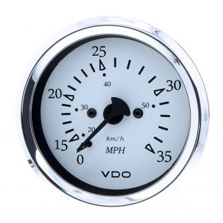 VDO Cockpit Marine 85MM (3-3/8") Pitot Speedometer - 0 to 35 MPH - White Dial/Chrome Bezel