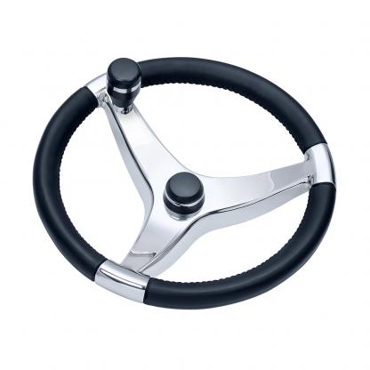 Schmitt & Ongaro Evo Pro 316 Cast Stainless Steel Steering Wheel w/Control Knob - 15.5" Diameter