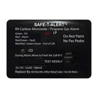 Safe-T-Alert 25 Series Surface Mount Dual Carbon Monoxide/Propane Alarm - 12V Hardwire - Black