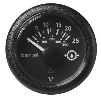 Veratron 52MM (2-1/16") ViewLine Transmission Oil Pressure 25 Bar/350 PSI - Black Dial & Round Bezel