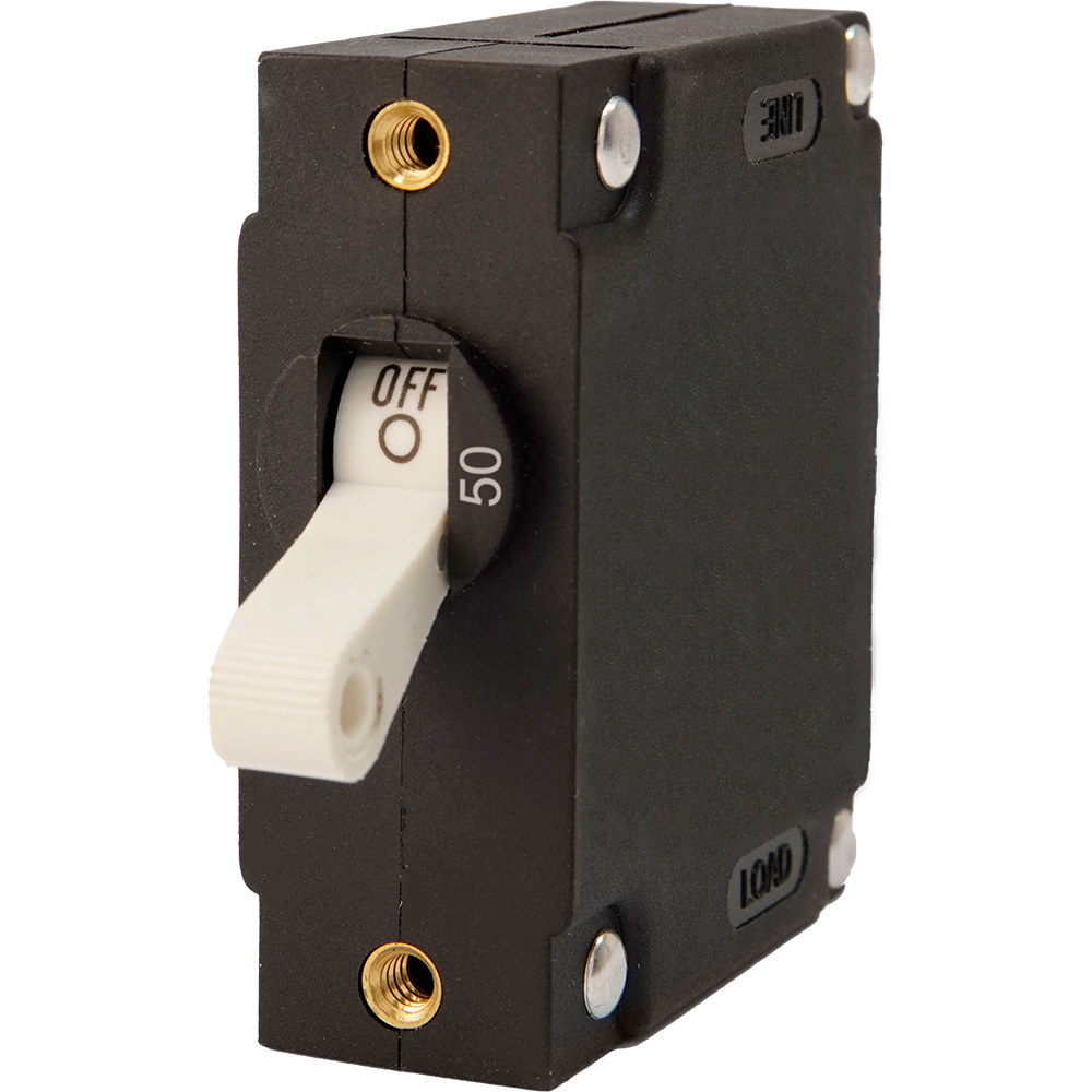 Egis A Series White Toggle Panel Mount Circuit Breaker - Single Pole 50A Egis A Series White Toggle Panel Mount Circuit Breaker - Single Pole 50A