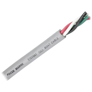 Pacer Round 4 Conductor Cable - 100' – Grey Jacket - 8/4 AWG - Black, Red, Green, & White