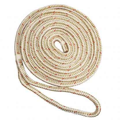 New England Ropes 3/4" Double Braid Dock Line - White/Gold w/Tracer - 25'