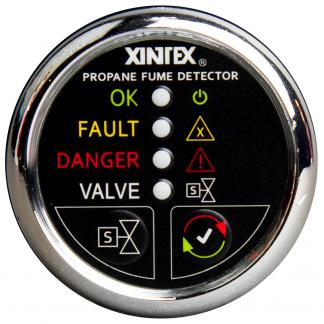 Fireboy-Xintex Propane Fume Detector w/Automatic Shut-Off & Plastic Sensor - No Solenoid Valve - Chrome Bezel Display