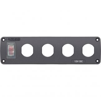 Blue Sea Water Resistant USB Accessory Panel - 15A Circuit Breaker, 4x Blank Apertures