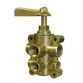 GROCO 6-Port NPT Bronze Fuel Valve 1/2" Main - 3/8" Return