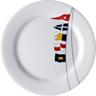 Marine Business Melamine Non-Slip, Flat, Round Dinner Plate - REGATA - 10" Set of 6