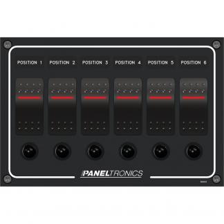 Paneltronics Waterproof Panel - DC 6-Position Illuminated Rocker Switch & Circuit Breaker