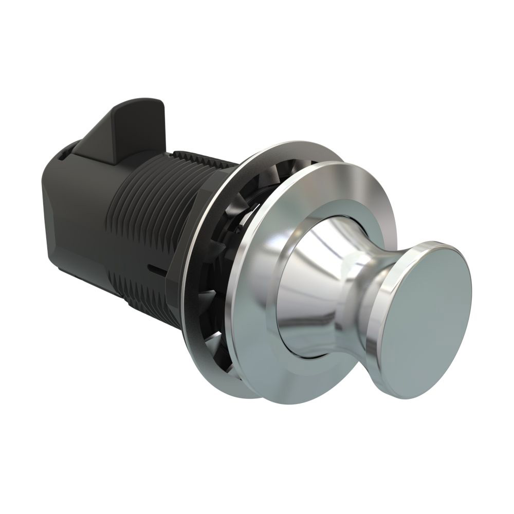 Southco Point Push-to-Close Latch, Round Housing, Chrome Housing, Chrome Knob Southco Point Push-to-Close Latch, Round Housing, Chrome Housing, Chrome Knob