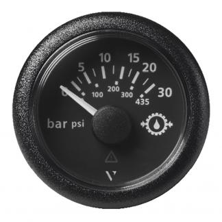 Veratron 52MM (2-1/16") ViewLine Transmission Oil Pressure 30 Bar/435 PSI - Black Dial & Round Bezel