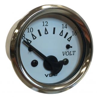 VDO Cockpit Marine 52MM (2-1/16") Voltmeter - White Dial/Chrome Bezel