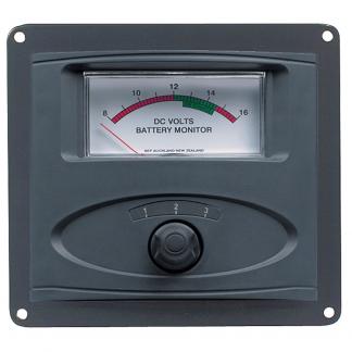 BEP 3 Input Panel Mounted Analog 12V Battery Condition Meter (Expanded Scale 8-16V DC Range)