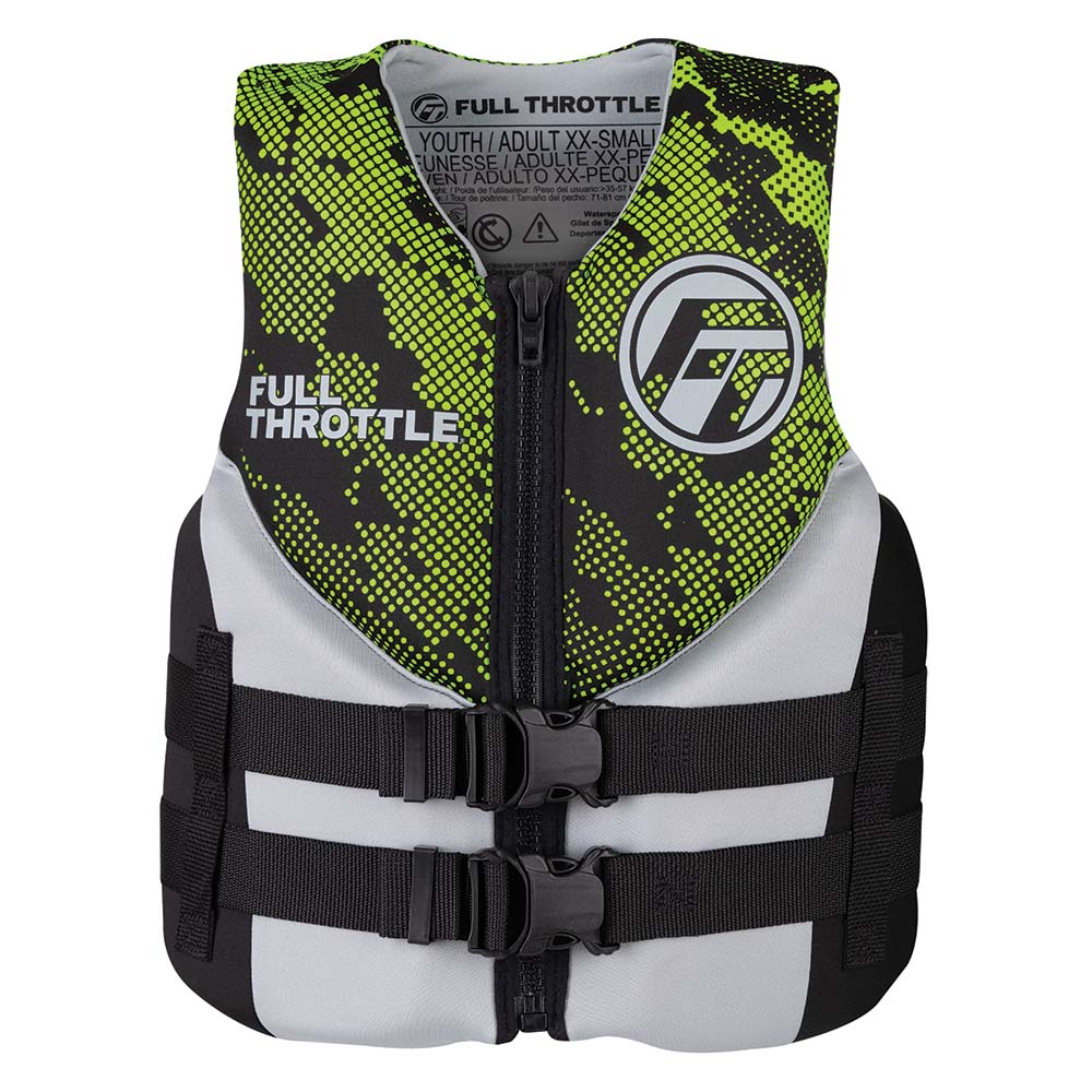 Full Throttle Junior Hinged Neoprene Life Jacket - Green Full Throttle Junior Hinged Neoprene Life Jacket - Green