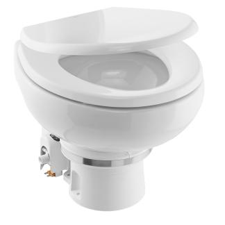 Dometic™ MasterFlush 7160 White Electric Macerating Toilet w/Orbit Base, Raw Water Flush - 24V