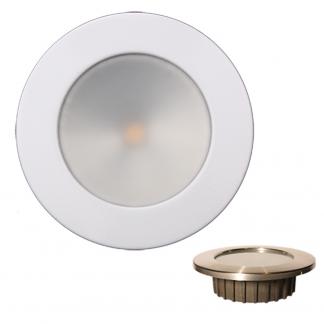 Lunasea “ZERO EMI” Recessed 3.5” LED Light - Warm White, Blue w/White Stainless Steel Bezel - 12VDC