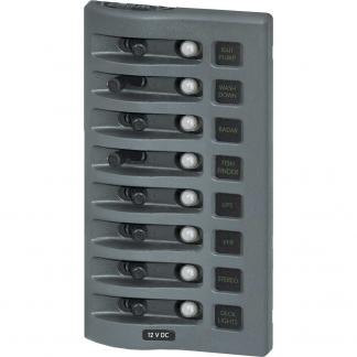 Blue Sea 4378 WeatherDeck Water Resistant Circuit Breaker Panel - 8 Position - Grey