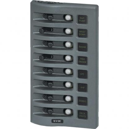 Blue Sea 4378 WeatherDeck Water Resistant Circuit Breaker Panel - 8 Position - Grey