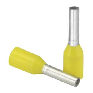 Pacer Yellow 18 AWG Wire Ferrule - 6mm Length - 25 Pack