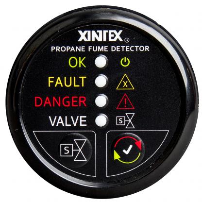 Fireboy-Xintex Propane Fume Detector w/Plastic Sensor & Solenoid Valve - Black Bezel Display