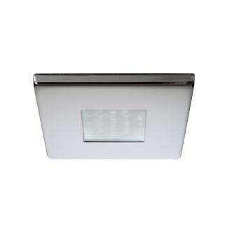 Quick Edwin C Downlight LED - 2W, IP66, Screw Mounted - Square Stainless Bezel, Square Warm White Light