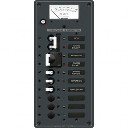 Blue Sea 8489 Breaker Panel - AC 2 Sources + 6 Positions - White